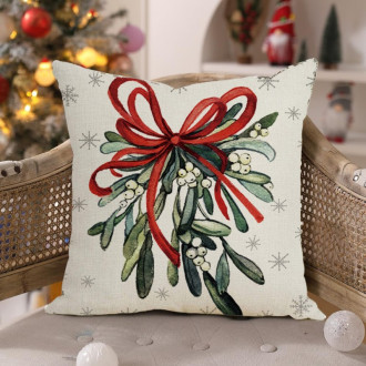Vánoční povlak na polštář 45 × 45 cm, vánoční jmelí