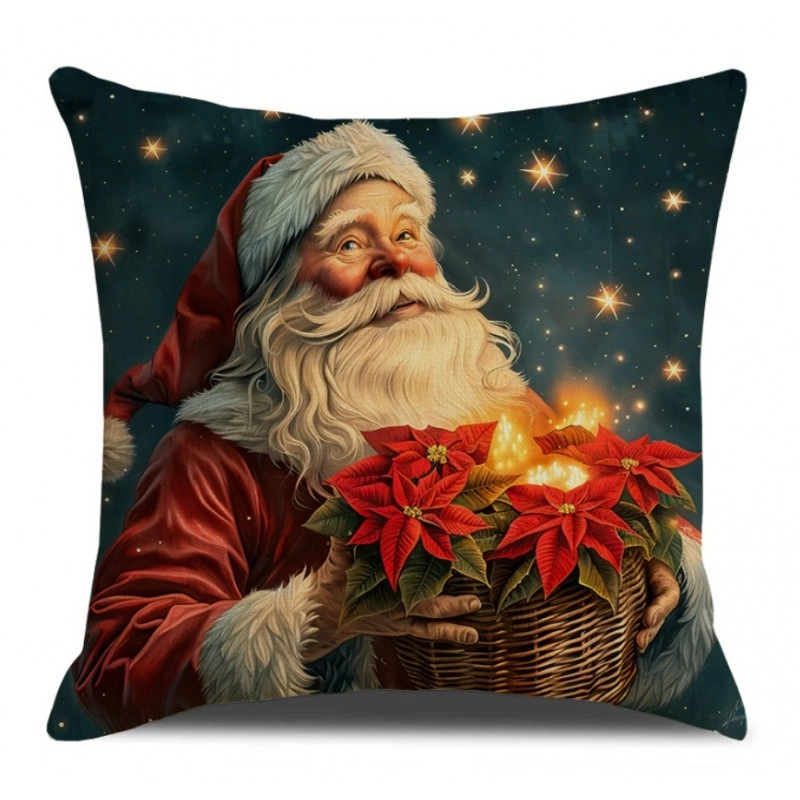 Vianočná obliečka na vankúš s motívom Santa Clausa, 45×45 cm