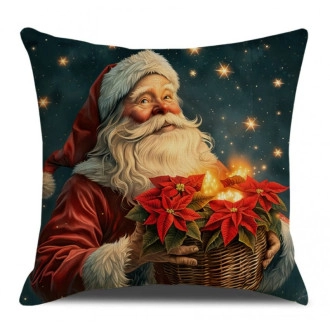 Vianočná obliečka na vankúš s motívom Santa Clausa, 45×45 cm