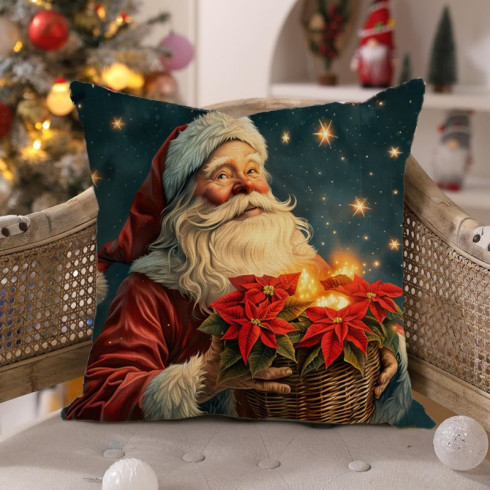 Vánoční povlak na polštář s motivem Santa Clause, 45×45 cm