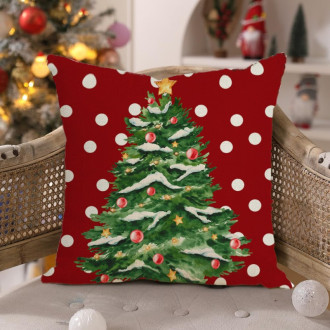 Vianočná obliečka na vankúš s motívom stromčeka, 45×45 cm