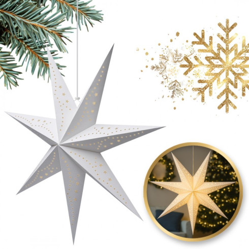 Vánoční papírová hvězda 60 cm – bílá