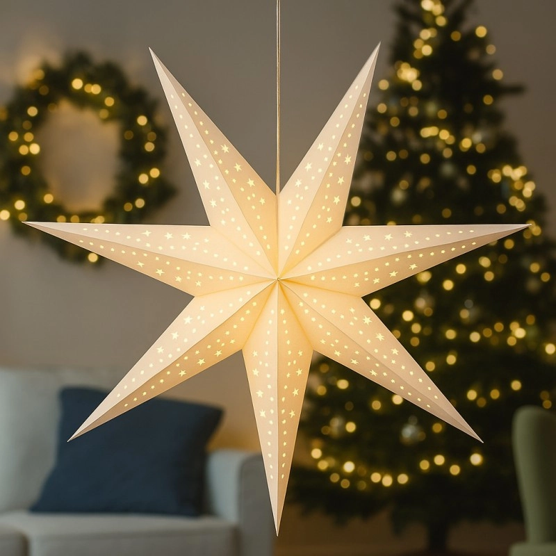 Vianočná papierová hviezda 60 cm - biela
