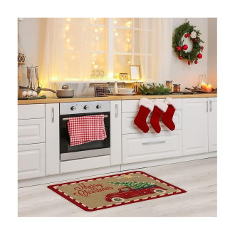 Vianočná rohožka 60 × 90 cm, červené auto 
