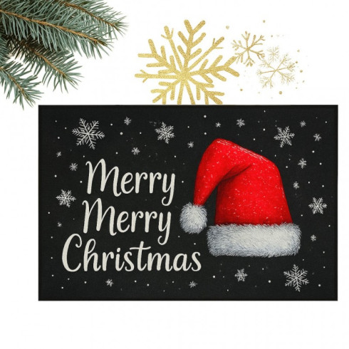 Vianočná rohožka 60 × 90 cm, čierna