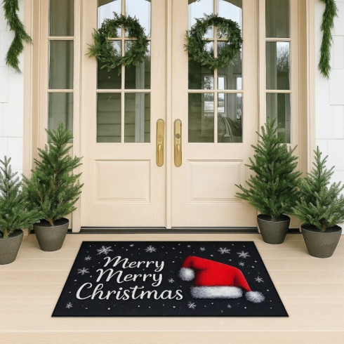 Vianočná rohožka 60 × 90 cm, čierna