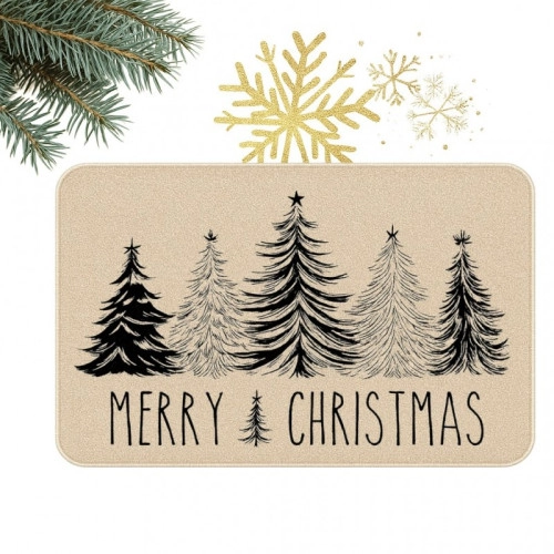 Vianočná rohožka Stromčeky 60 × 90 cm, krémová