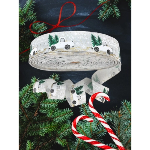 Vianočná stuha Merry Christmas 5 cm x 2 m - biela