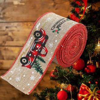 Vianočná stuha Merry Christmas 6,3 cm x 2 m - béžová