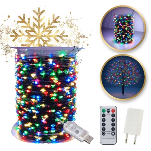 Vánoční světelný řetěz 500 LED USB, multicolor, 50 m