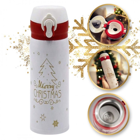 Vianočná termoska 500 ml, biela