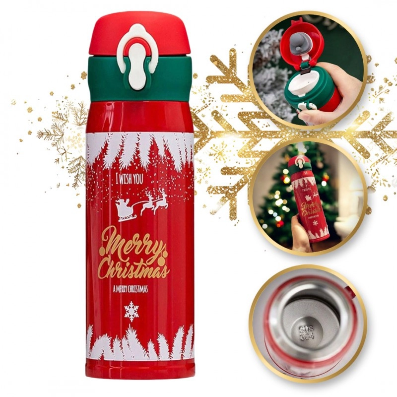 Vianočná termoska 500 ml, červená