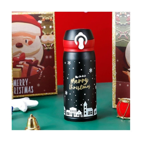 Vianočná termoska 500 ml, čierna
