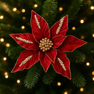 Vánoční sametová růže bordó, 26 cm