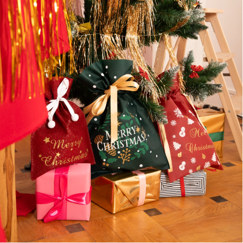 Božična darilna vreča z mašno 45 cm – zelena