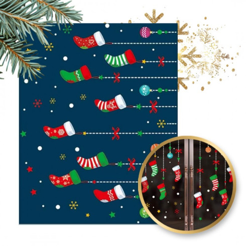 Vianočné farebné nálepky na okná - vianočné ponožky, 2 ks