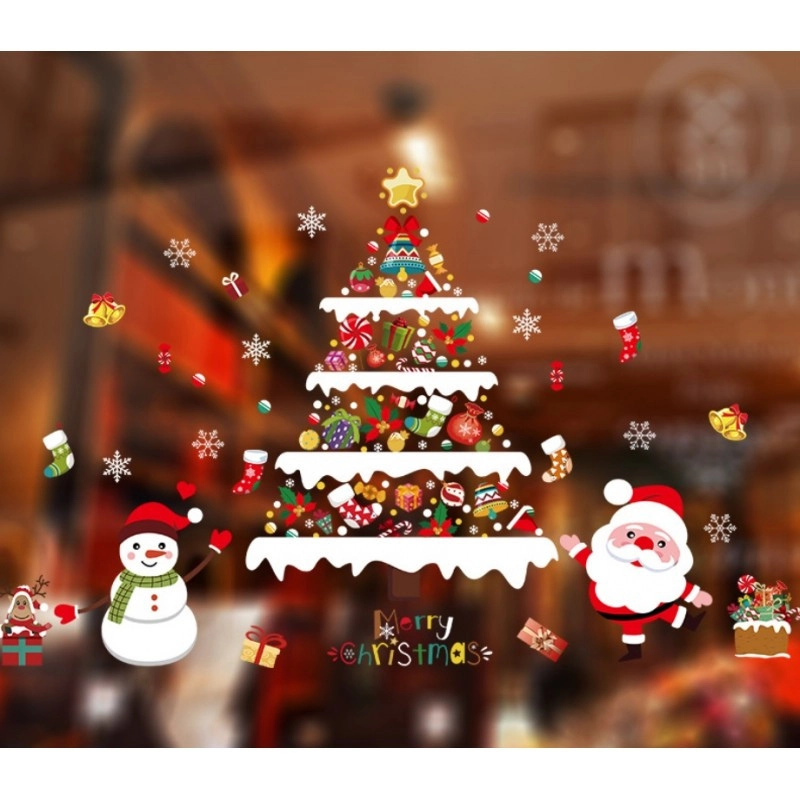 Vianočné farebné nálepky na okná - vianočný stromček