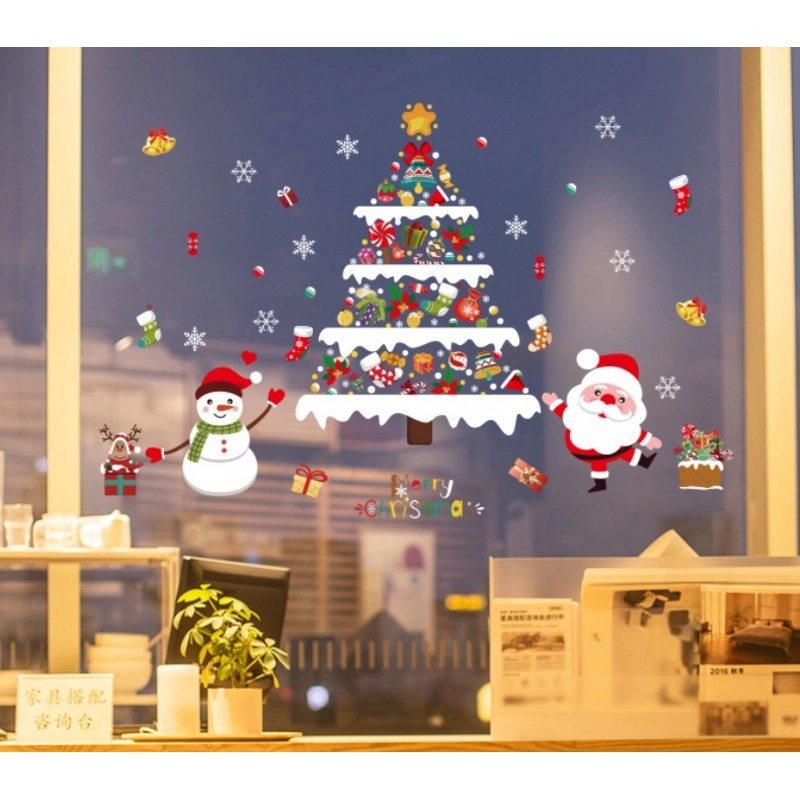 Vianočné farebné nálepky na okná - vianočný stromček