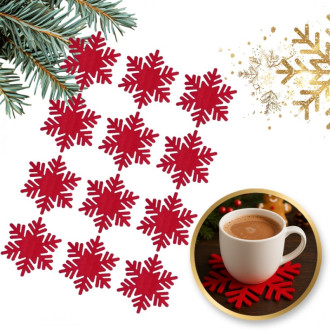 Vianočné filcové prestieranie Snehová vločka 13 cm, 12 ks