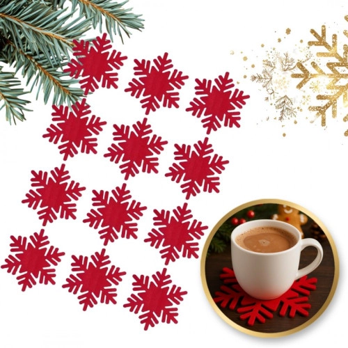 Vianočné filcové prestieranie Snehová vločka 13 cm, 12 ks