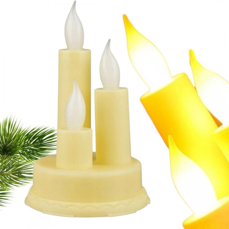 Vánoční LED svíčky na krémovém podstavci, teplá bílá