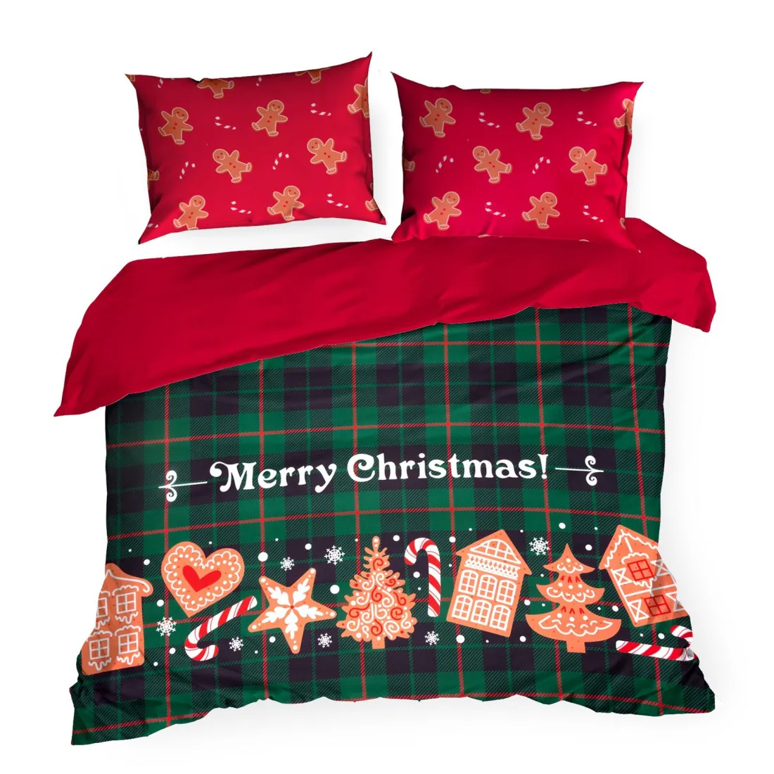 Vánoční povlečení z mikrovlákna zdobené roztomilými perníky 140x200 cm