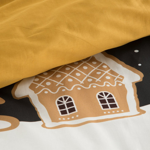 Vianočné posteľné obliečky s motívom perníkovej chalúpky z bavlny renforcé 140x200 cm
