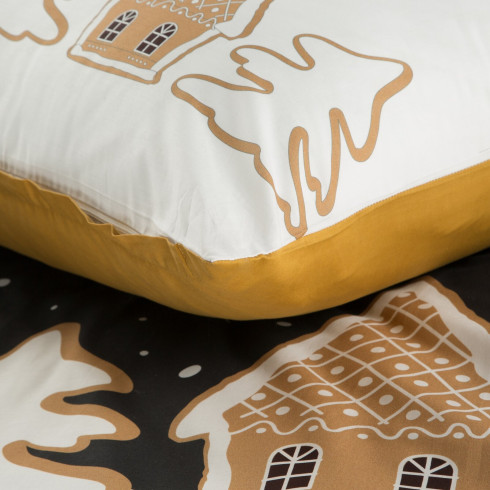 Vianočné posteľné obliečky s motívom perníkovej chalúpky z bavlny renforcé 140x200 cm