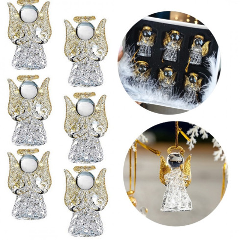 Vianočné pozlátené anjeliky na zavesenie – sada 6 ks