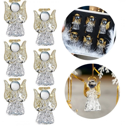 Vianočné pozlátené anjeliky na zavesenie – sada 6 ks