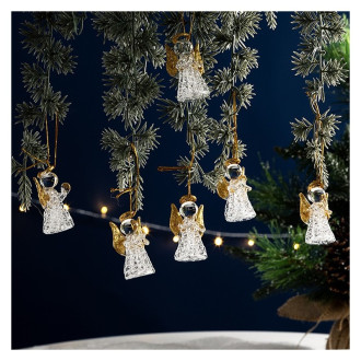 Vánoční pozlacené andílky na zavěšení – sada 6 ks