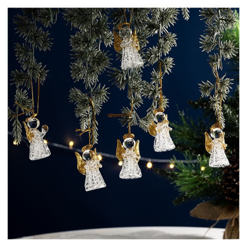 Vianočné pozlátené anjeliky na zavesenie – sada 6 ks