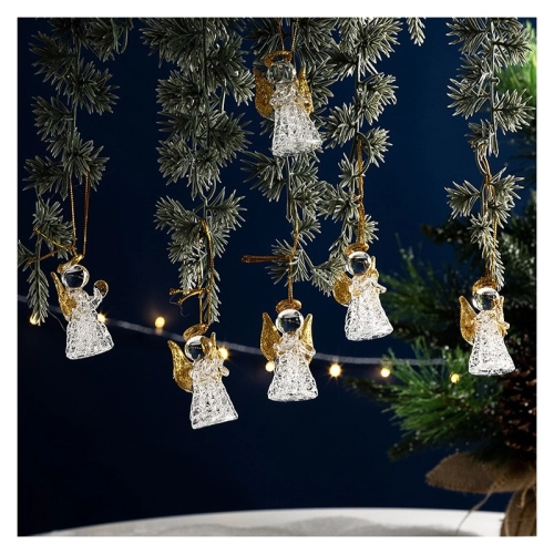 Vianočné pozlátené anjeliky na zavesenie – sada 6 ks