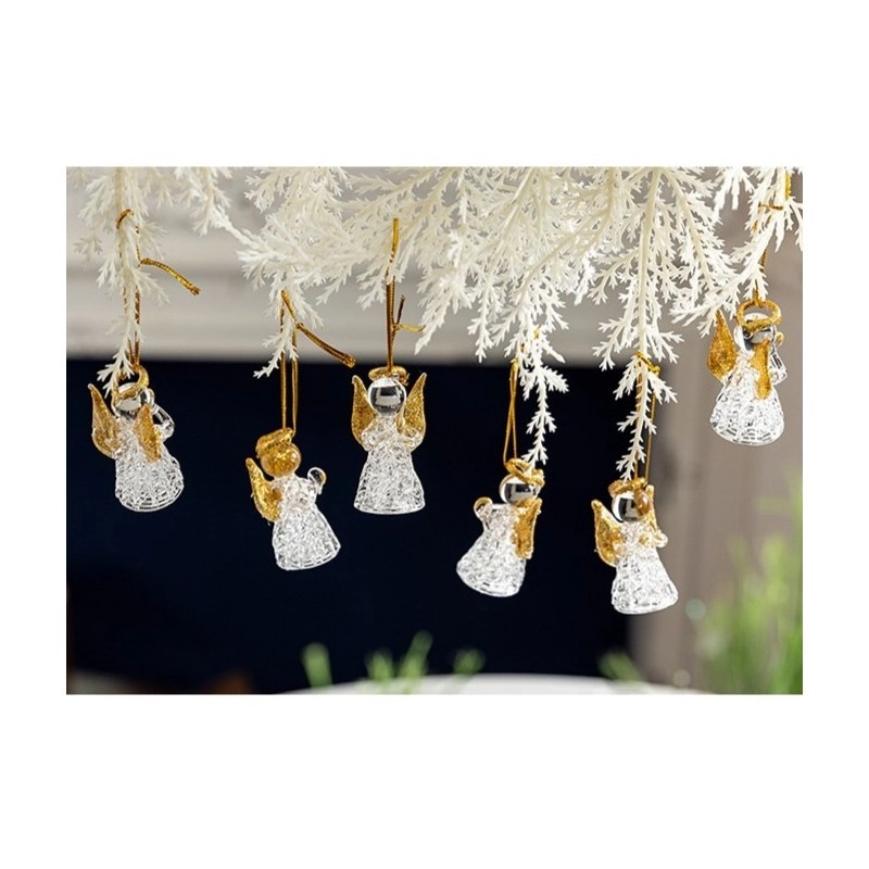 Vianočné pozlátené anjeliky na zavesenie – sada 6 ks