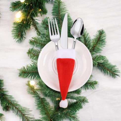 Vianočné puzdro na príbor - mikulášska čiapka