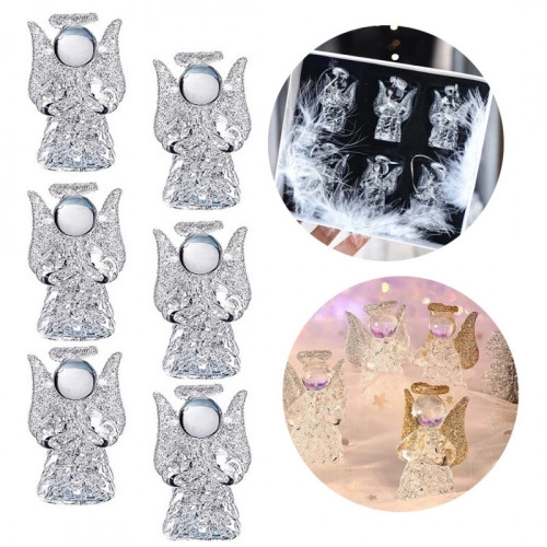 Vánoční skleněné andílky na zavěšení – sada 6 ks