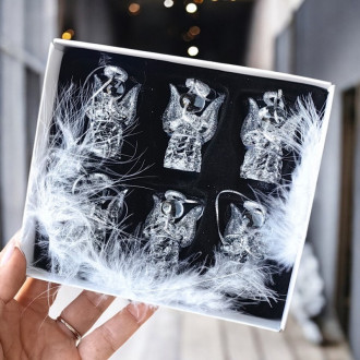 Vianočné sklenené anjeliky na zavesenie – sada 6 ks