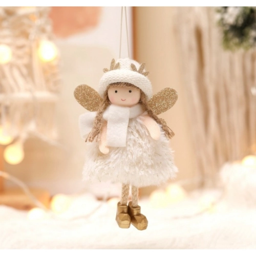 Vianočný anjel plyšový - biely