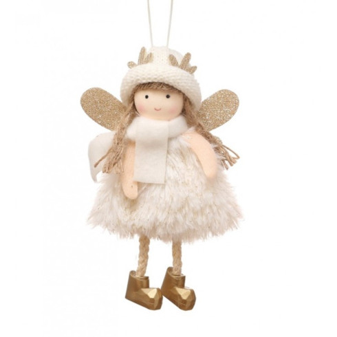 Vianočný anjel plyšový - biely