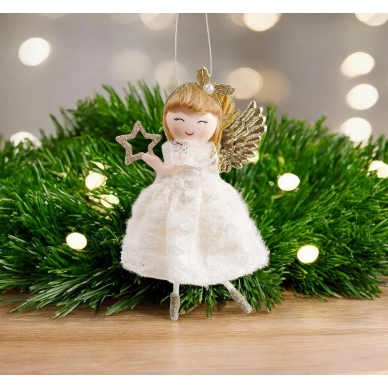 Vianočný anjelik s hviezdou, 13 cm