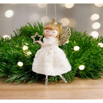 Vianočný anjelik s hviezdou, 13 cm