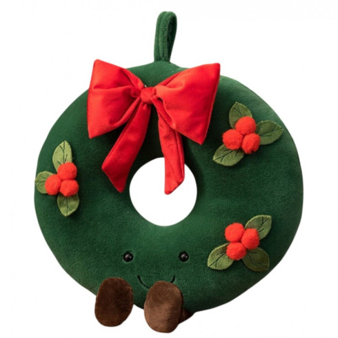 Vánoční dekorační polštář girlanda s mašlí, 45 × 40 cm