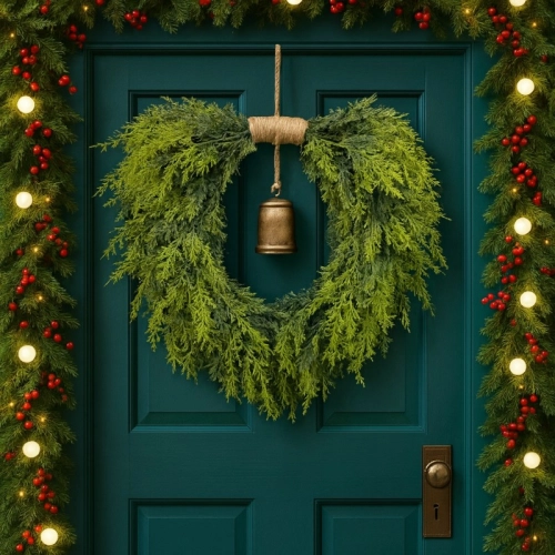 Vánoční dekorační věnec na dveře, 50 cm