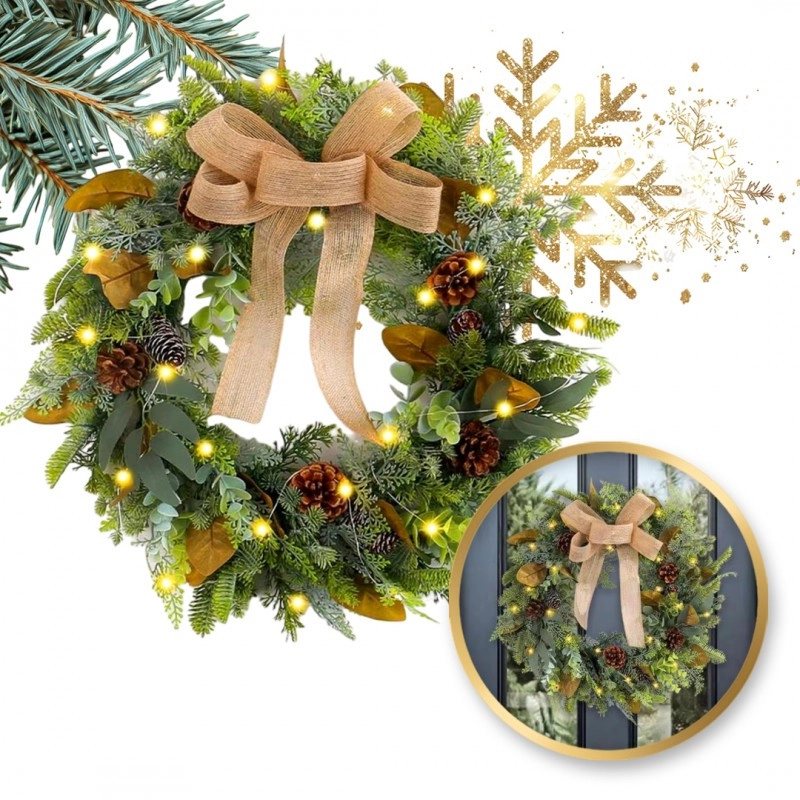 Vianočný  dekoratívny veniec na dvere, 45 × 45 cm