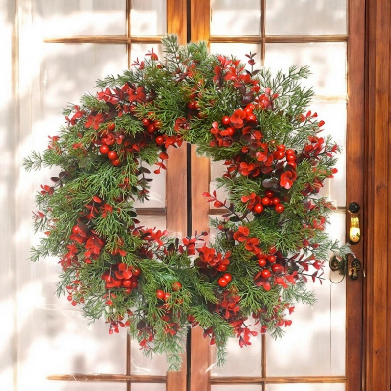Vianočný dekoratívny veniec na dvere, priemer 45 cm