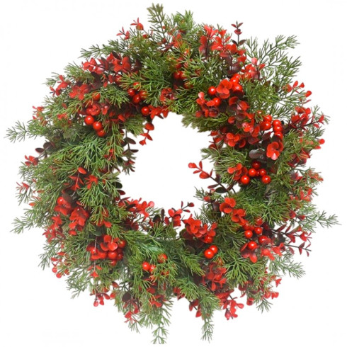 Vánoční dekorativní věnec na dveře, průměr 45 cm