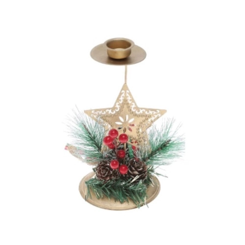 Vánoční dekorativní svícen na stůl – zlatý, hvězda