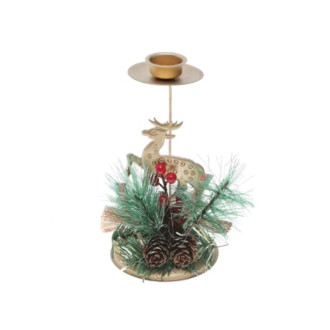 Vianočný ozdobný svietnik na stôl - zlatý, sob