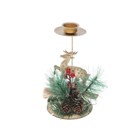 Vianočný ozdobný svietnik na stôl - zlatý, sob