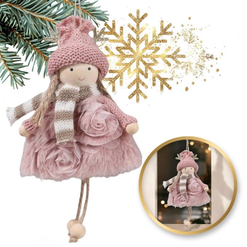 Vianočný plyšový anjel na zavesenie, 15 cm